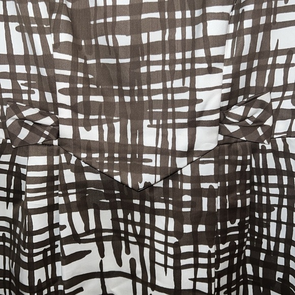 Trina Turk Brown White Silk-Blend Dress 4 - Picture 3 of 6